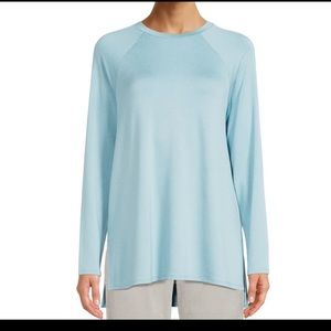 Lafayette 148 New York aqua light blue tunic blouse soft cotton